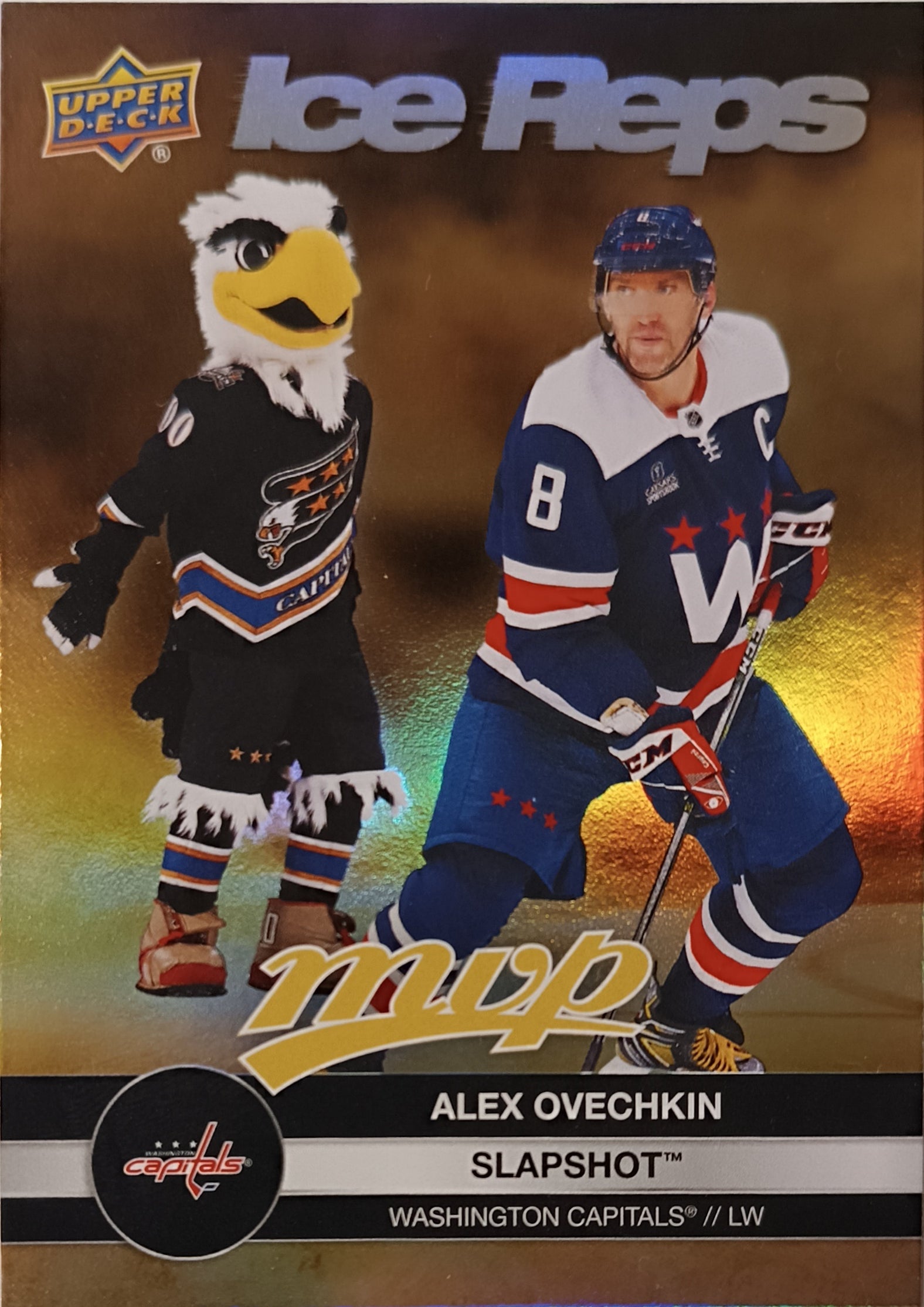 Insertní karta Alex Ovechkin 23-24 MVP Ice Reps Slapshot Gold Upper Deck