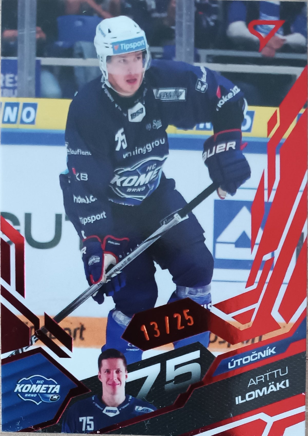 Limitovaná Paralelní karta Arttu Ilomäki 25-26 ELH Série 1 Ruby Red /25 SportZoo