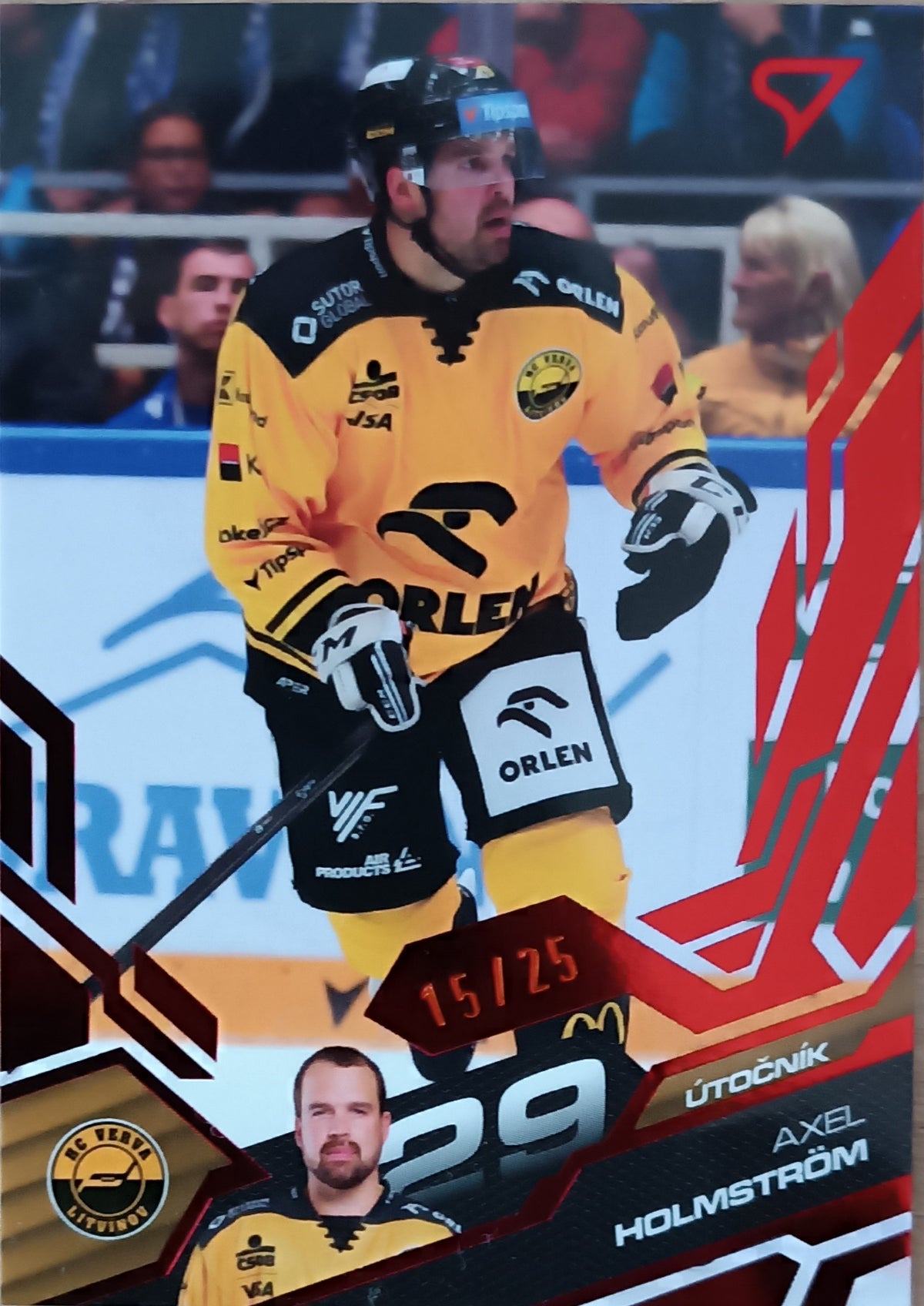 Limitovaná Paralelní karta Axel Holmström 25-26 ELH Série 1 Ruby Red /25 SportZoo