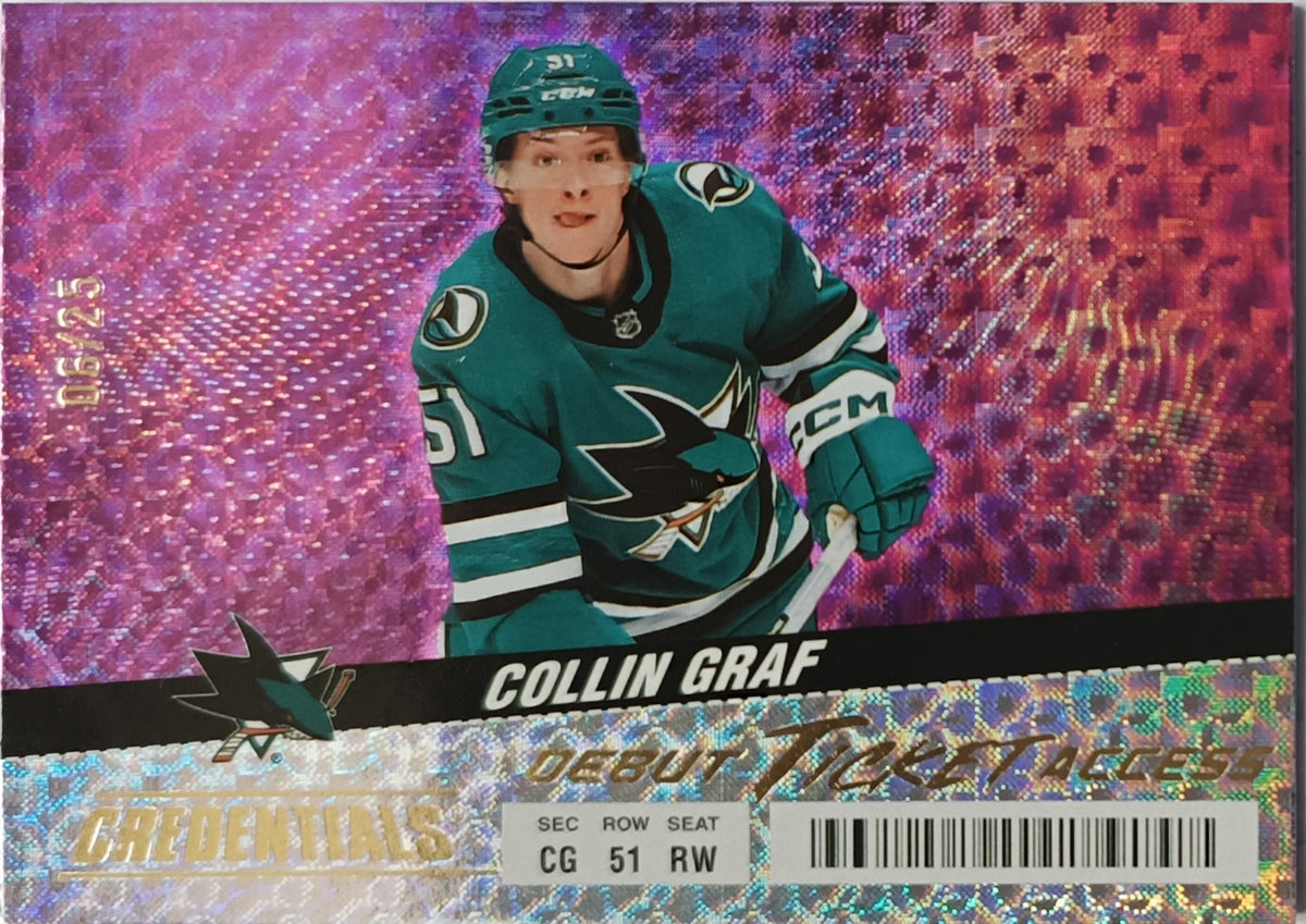 Paralelní karta Collin Graf 24-25 Credentials Debut Ticket Access Pink /25 Upper Deck