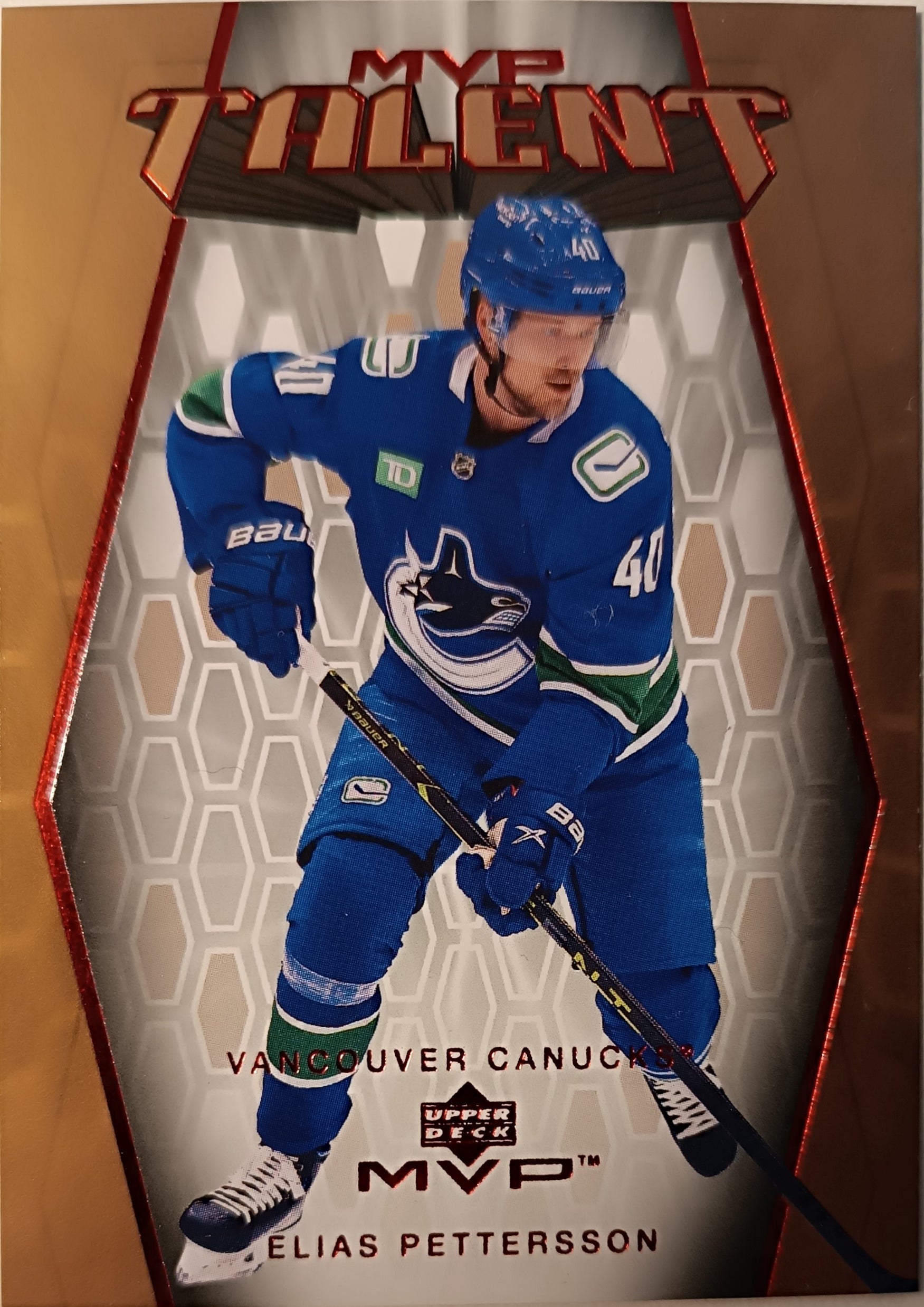 Insertní karta Elias Pettersson 23-24 MVP Talent Upper Deck