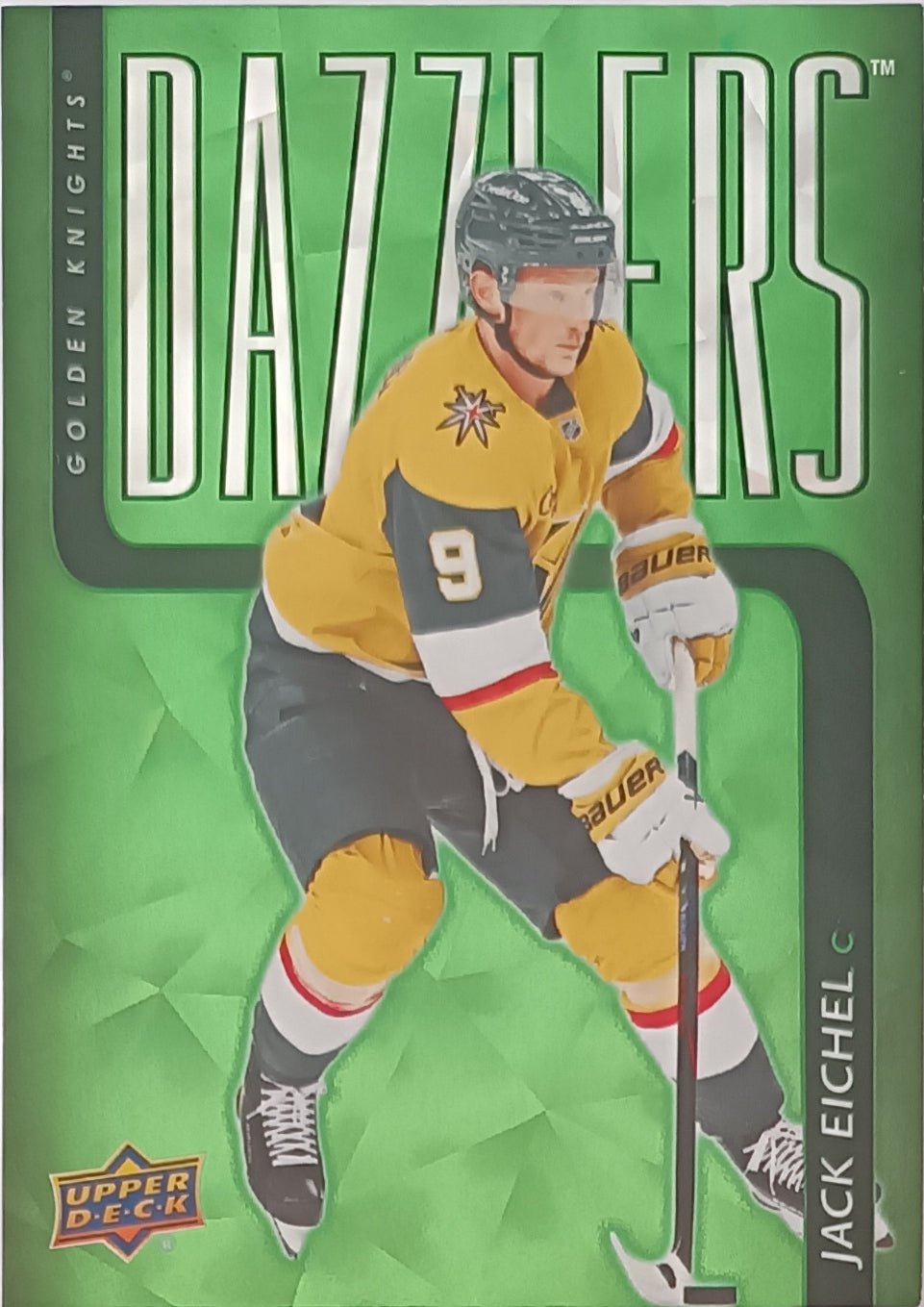 Insertní karta Jack Eichel 25-26 Series 1 Dazzlers Green Upper Deck