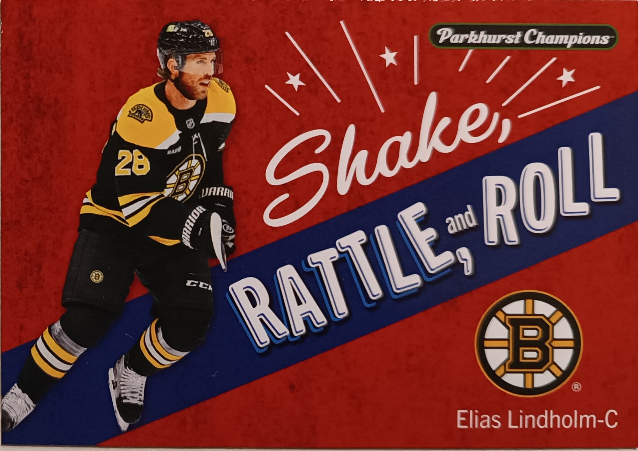 Insertní karta Elias Lindholm 24-25 Parkhurst Champions Shake Rattle and Roll Upper Deck