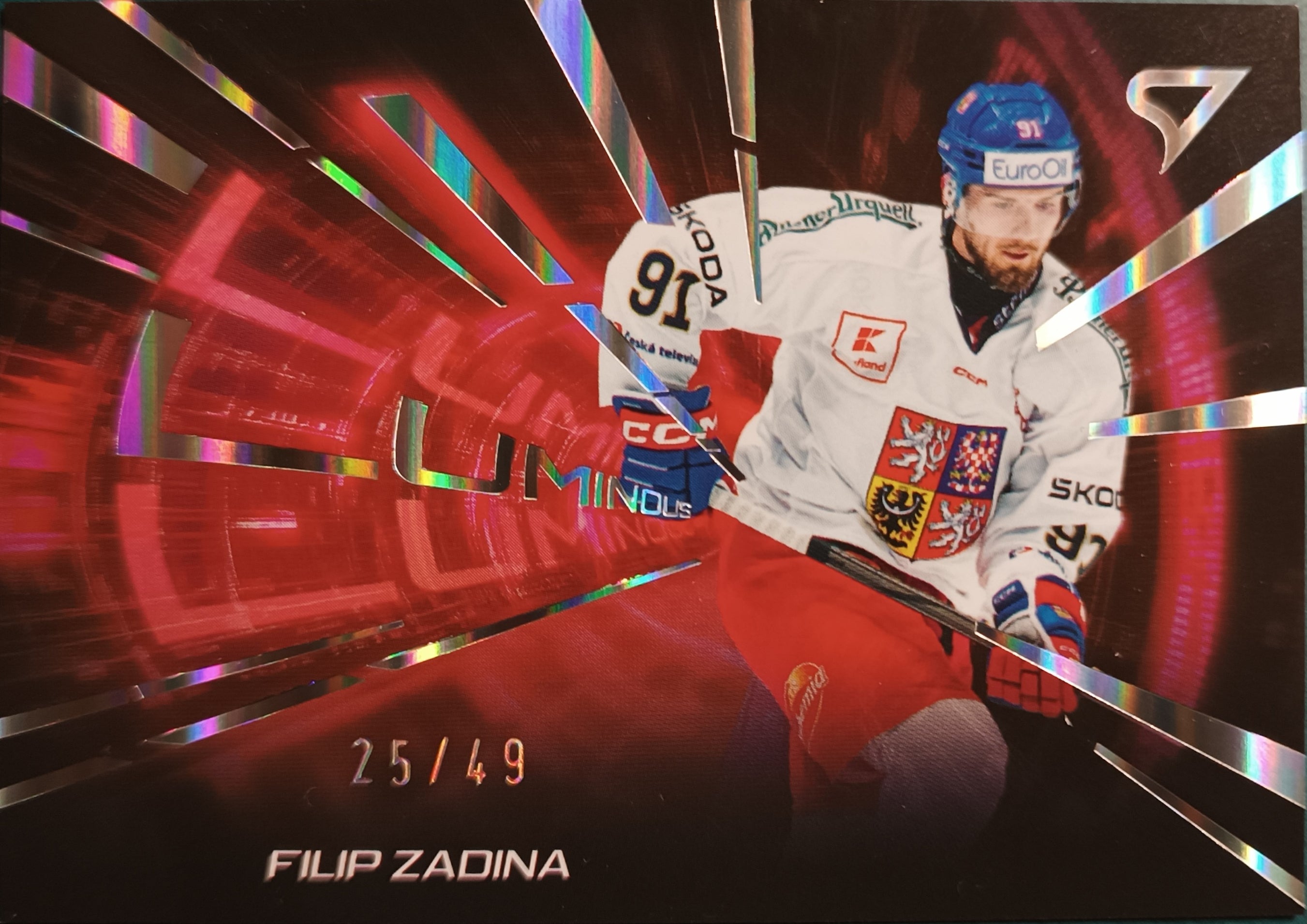 Limitovaná karta Filip Zadina Hokejové Česko 2025 Luminous Red 25/49 SportZoo