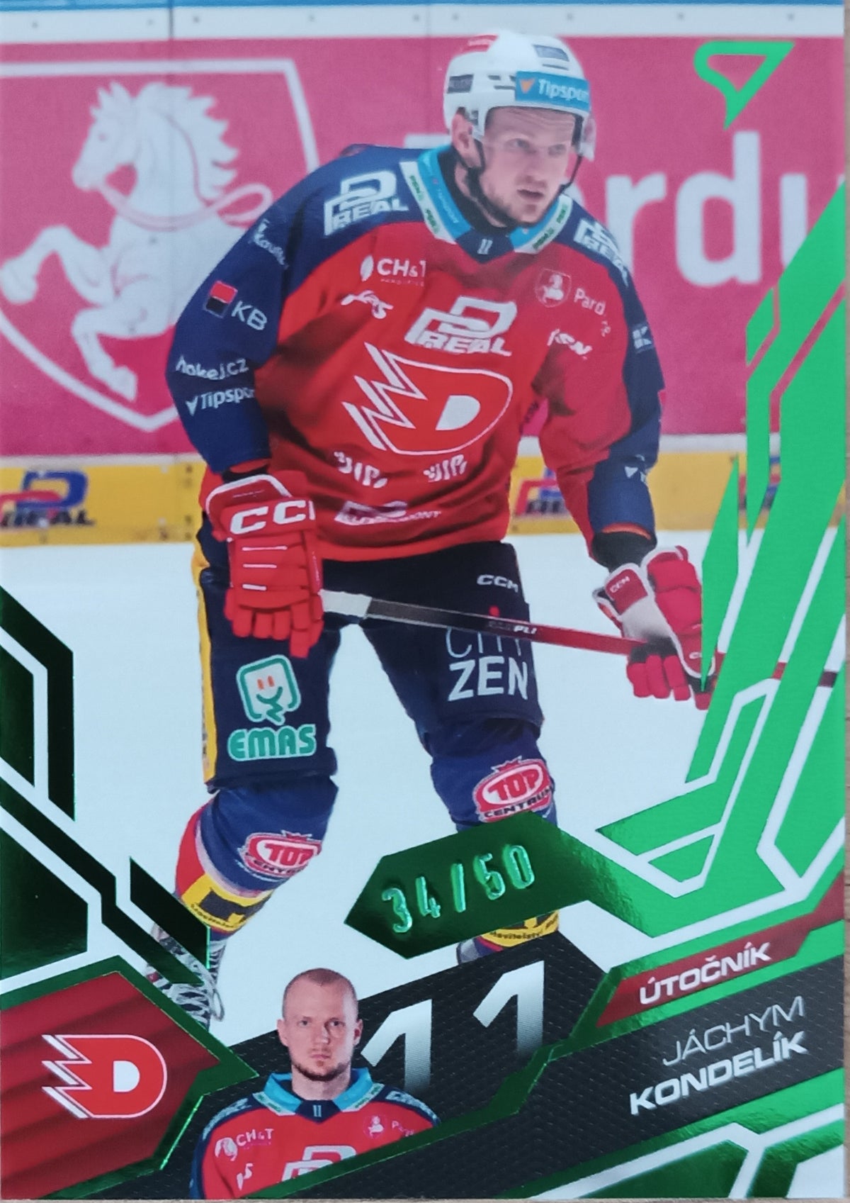Limitovaná Paralelní karta Jáchym Kondelík 25-26 ELH Série 1 Emerald Green /50 SportZoo