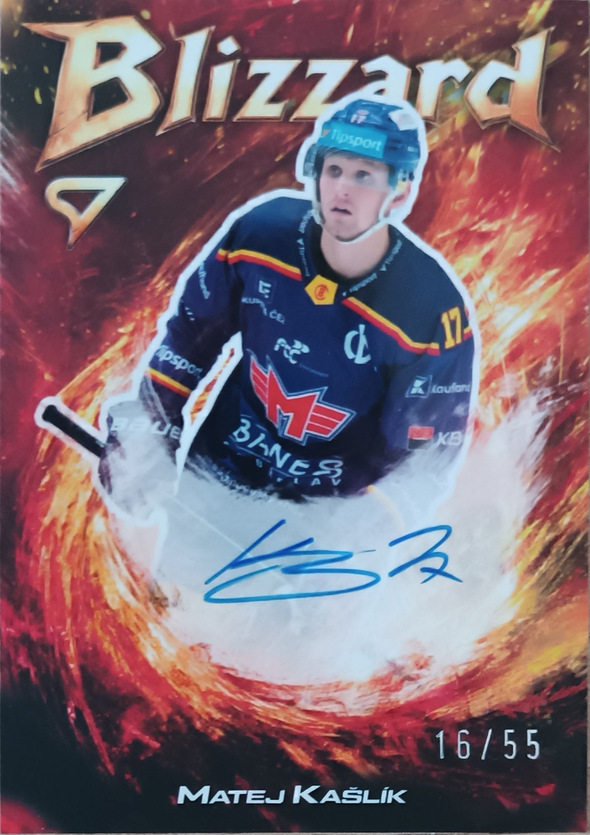 Limitovaná Podepsaná Insertní karta Matej Kašlík 25-26 ELH Série 1 Blizzard Red /55 SportZoo