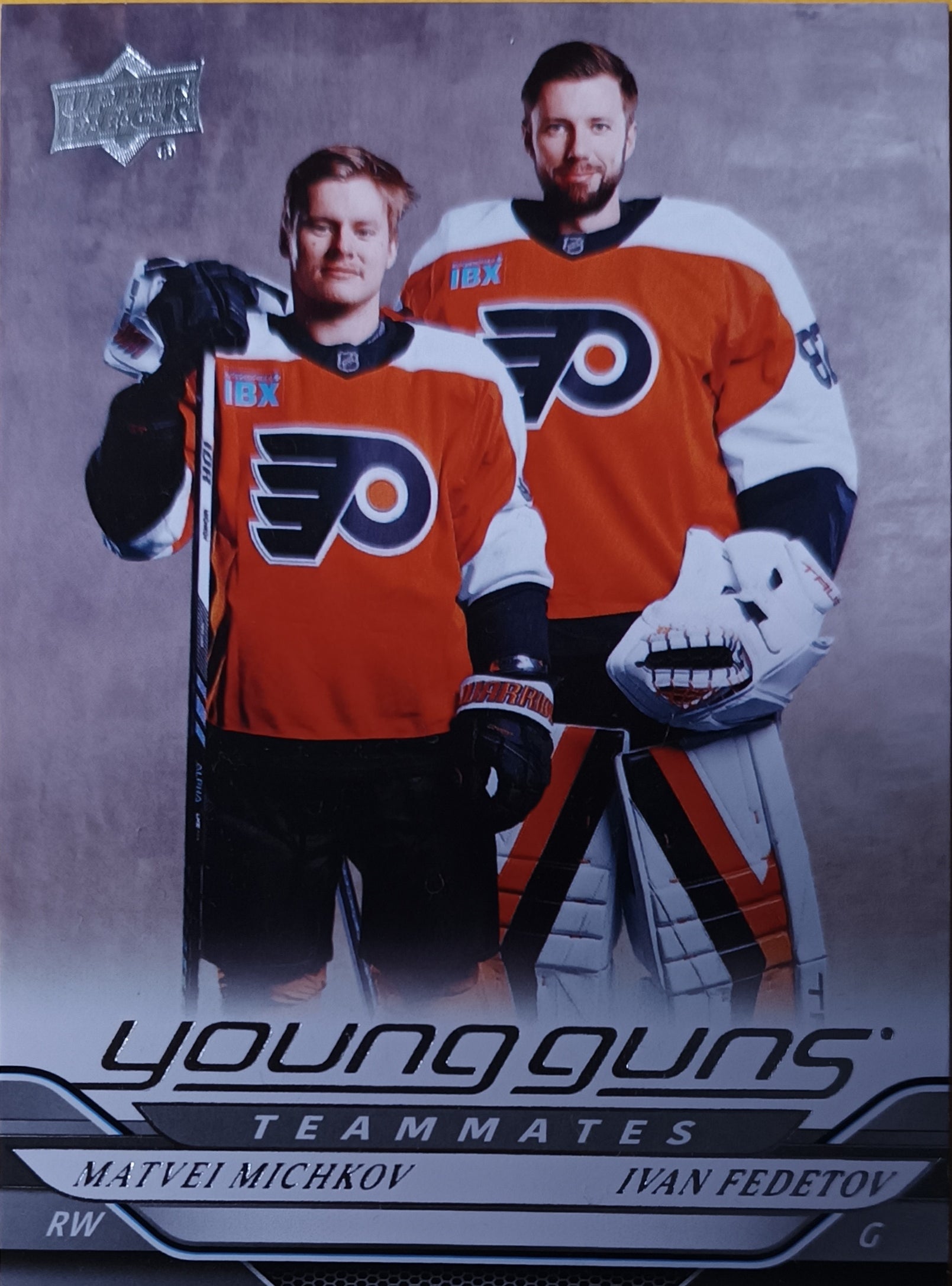 Rookie Insertní karta Matvei Michkov/Ivan Fedetov 24-25 Series 2 Young Guns Teammates Upper Deck