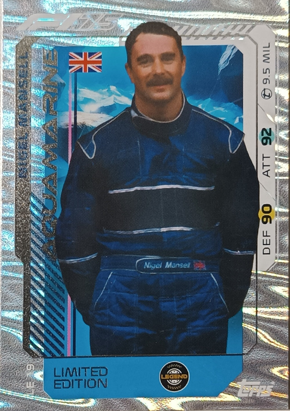 Limited Edition Aquamarine Nigel Mansell 2025 Topps Turbo Attax
