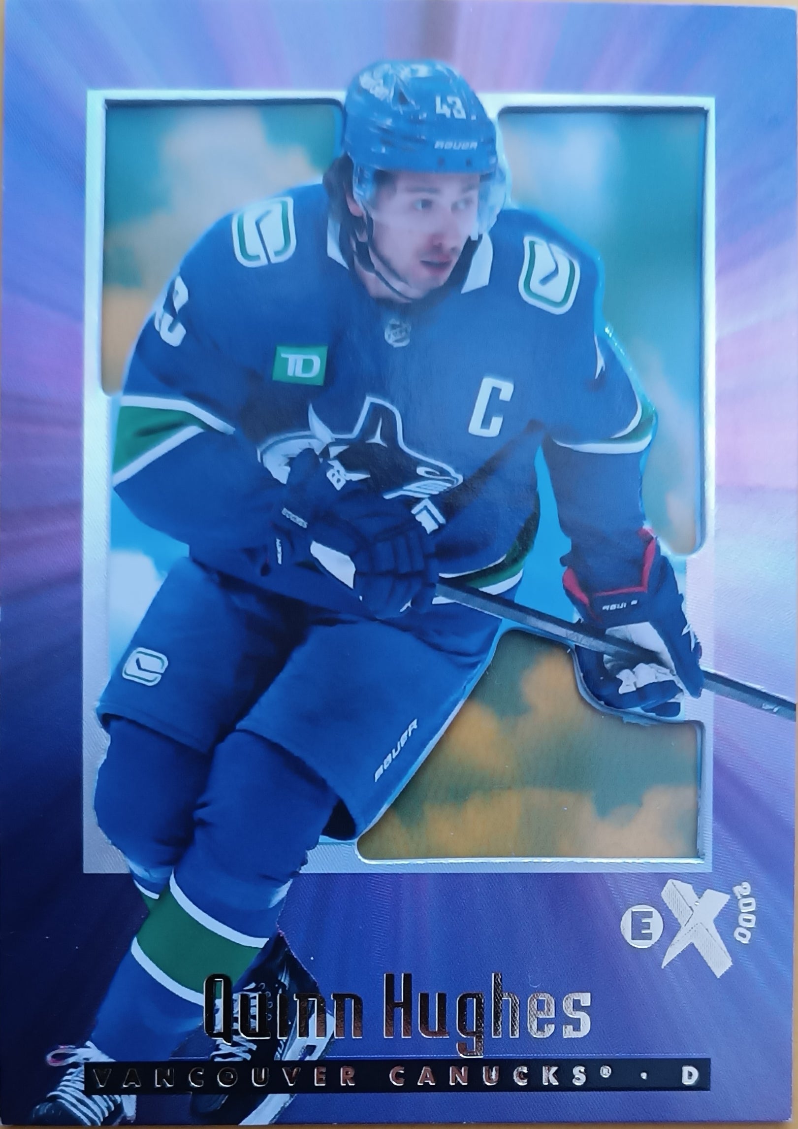 Řadová karta Quinn Hughes 23-24 Skybox E-X 2000  Upper Deck
