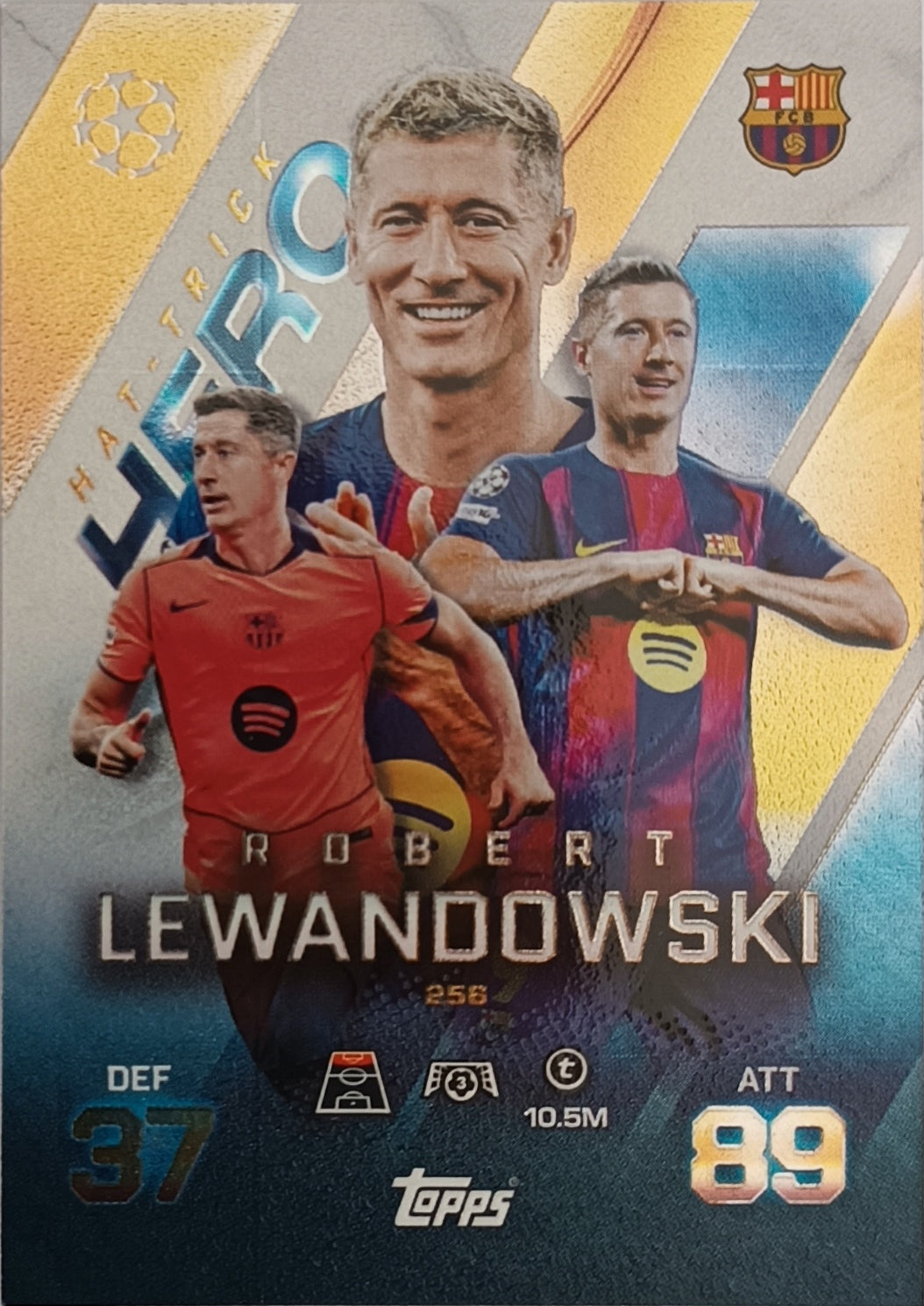Robert Lewandowski Hat Trick Hero 2025-26 Topps Match Attax Extra