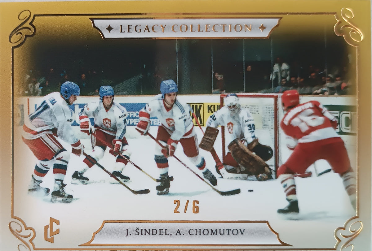 Limitovaná Paralelní karta Jaromír Šindel, Andrej Chomutov 2025 Legacy Collection 1985 Gold/6 Legendary Cards