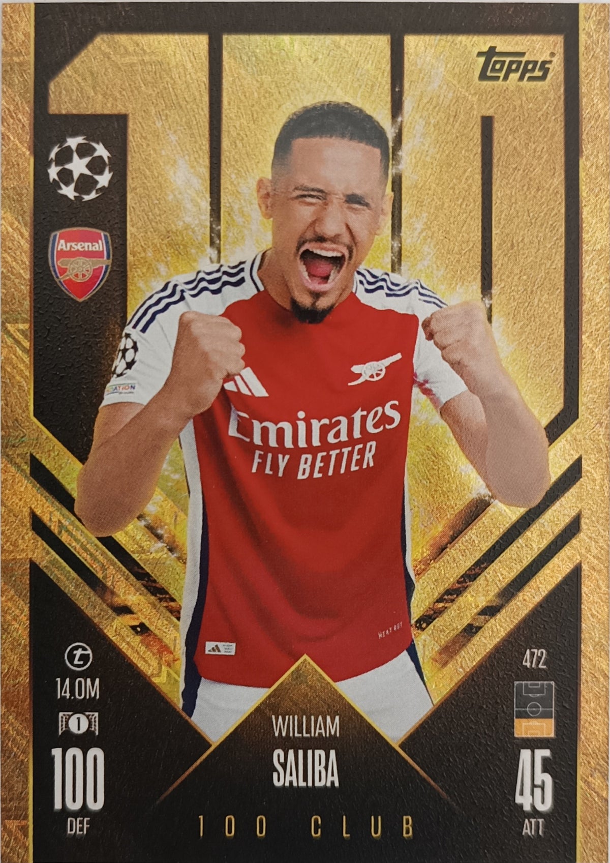 William Saliba 100 Club 2024-25 Topps Match Attax Extra