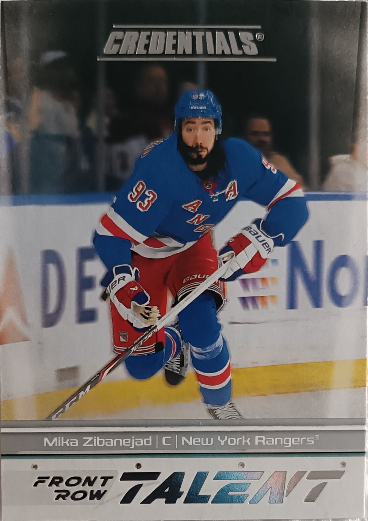 Insertní karta Mika Zibanejad 24-25 Credentials Front Row Talent Upper Deck
