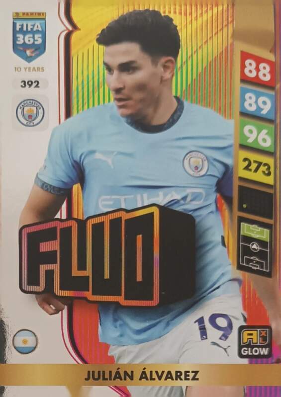 Fluo Julián Álvarez 2025 Panini FIFA 365 Adrenalyn XL Glow