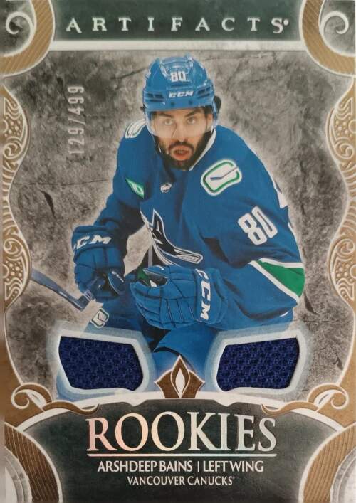 Jersey Rookie karta Arshdeep Bains 24-25 Artifacts Gold Dual Jersey Rookies /499