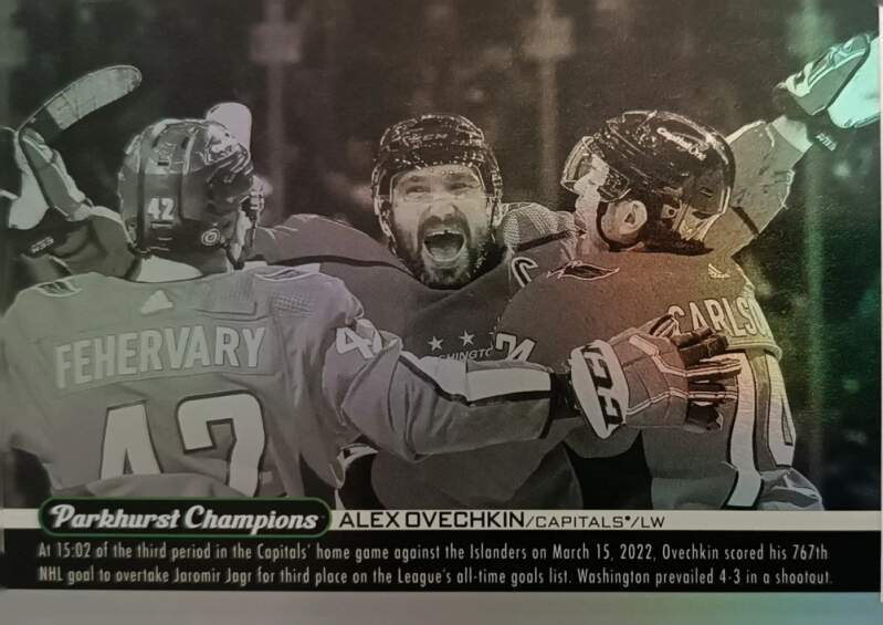 Insertní karta Alex Ovechkin 22-23 Parkhurst Champions Wire Images Upper Deck