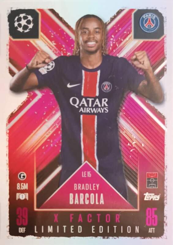 Limited Edition X Factor Bradley Barcola 2024-25 Topps Match Attax Extra