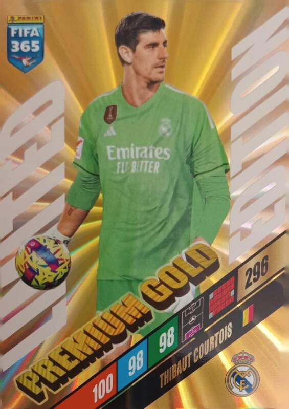 Limited Edition Premium Gold Thibaut Courtois 2024 Panini FIFA 365 Adrenalyn XL