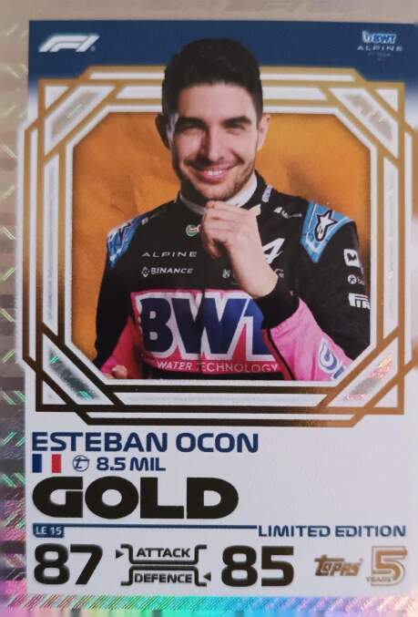 Limited Edition Gold Esteban Ocon 2024 Topps Turbo Attax