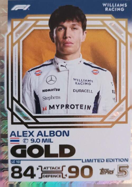 Limited Edition Gold Alex Albon 2024 Topps Turbo Attax