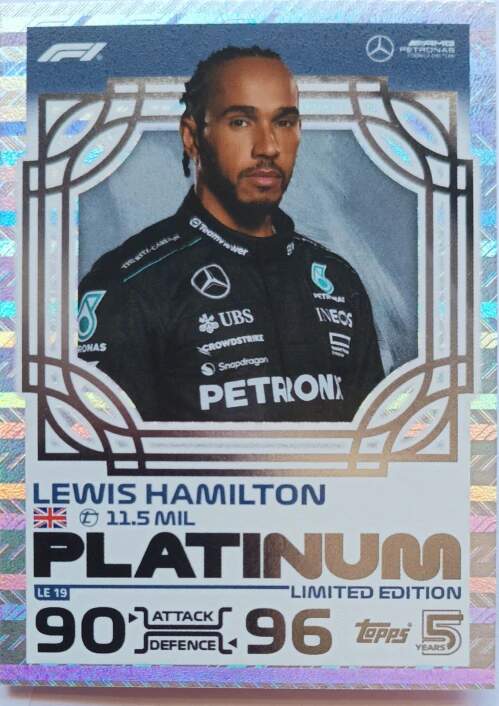 Limited Edition Platinum Lewis Hamilton 2024 Topps Turbo Attax