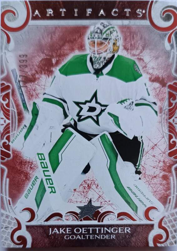Limitovaná Paralelní karta Jake Oettinger 24-25 Artifacts Ruby /399 Upper Deck