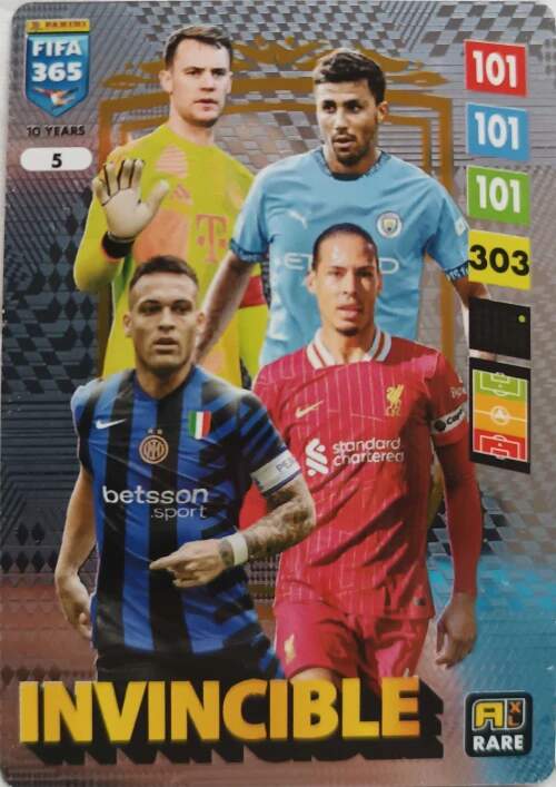 Invincible Neuer, Rodri, Martínez, Van Dijk 2025 Panini FIFA 365 Adrenalyn XL Rare
