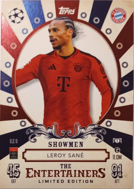 Limitovaná edice The Entertainers Leroy Sané 2024-25 Topps Match Attax