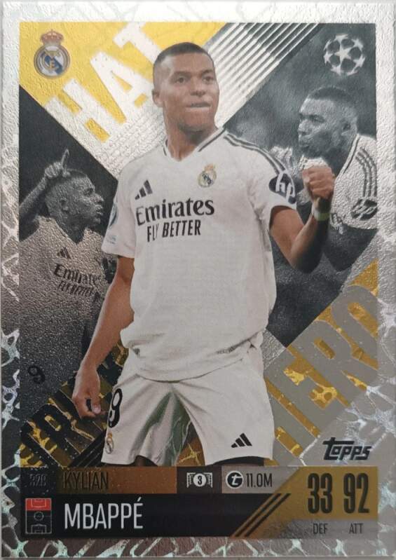 Hat Trick Hero Kyllian Mbappé 2024-25 Topps Match Attax Extra