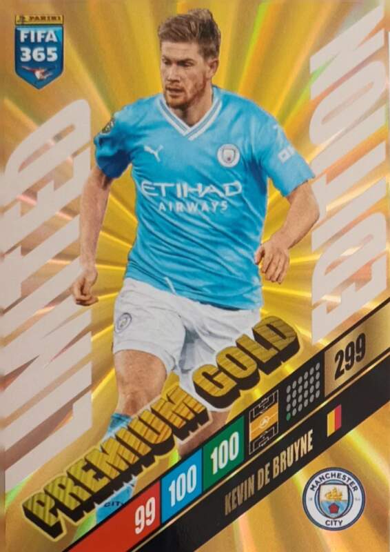 Limited Edition Premium Gold Kevin De Bruyne 2024 Panini FIFA 365 Adrenalyn XL