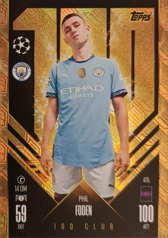 100 Club Phil Foden 2024-25 Topps Match Attax UEFA Club Competitions