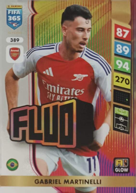 Fluo Gabriel Martinelli 2025 Panini FIFA 365 Adrenalyn XL Glow